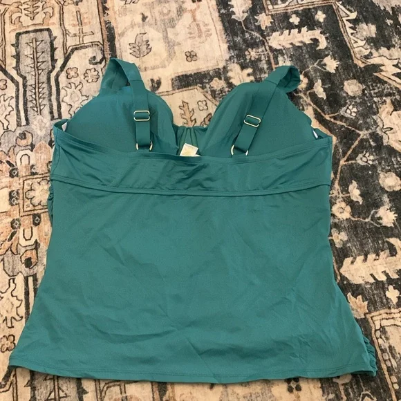 Anne Cole Twist Front Underwire Tankini Swim Top - Ocean Green